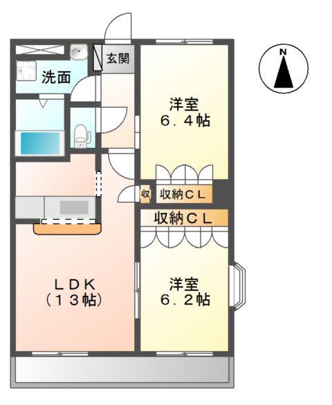 HILLS 天王台(2LDK/2階)の間取り写真