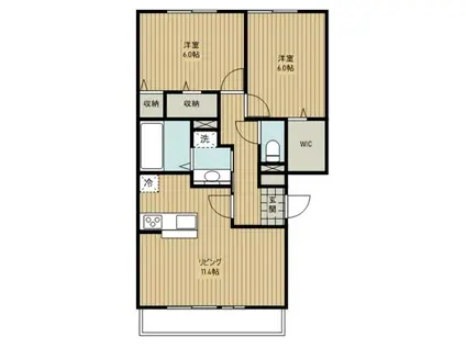 セジュールZEN III B(2LDK/2階)の間取り写真