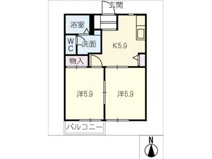 アネックス藤方 B(2K/2階)の間取り写真
