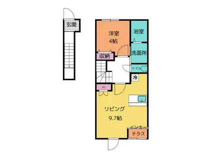 ABELIA(1LDK/2階)の間取り写真