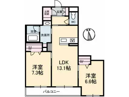 メゾンドマーニ東6丁目(2LDK/3階)の間取り写真
