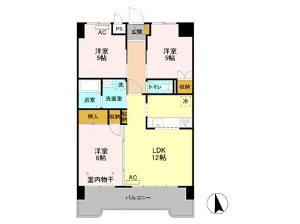 プレジデントマンション(3LDK/2階)の間取り写真