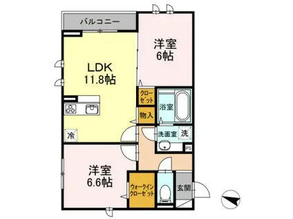 グラン山王(2LDK/2階)の間取り写真