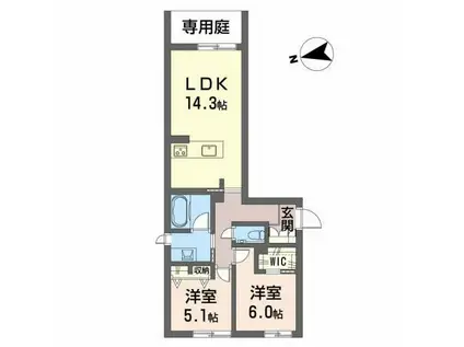 メゾン ド パーシモン(2LDK/1階)の間取り写真