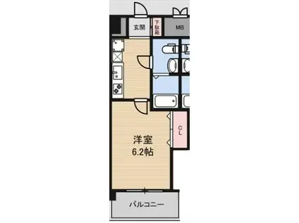 ラグゼ東三国II(1K/6階)の間取り写真