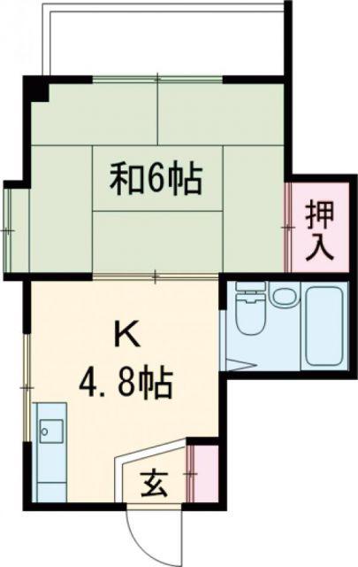 ツーエムビル勝山(1K/4階)の間取り写真