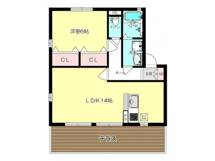 ベルメゾン(1LDK/1階)の間取り写真