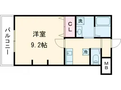 ジーイートワ(1K/2階)の間取り写真