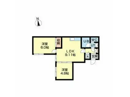 A NEXT札幌第7(2DK/2階)の間取り写真