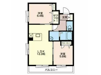 CHARME(2LDK/3階)の間取り写真