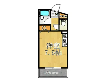 東大阪レヂデンス(ワンルーム/6階)の間取り写真