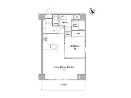 KDXレジデンス阿佐ヶ谷(1LDK/4階)の間取り写真