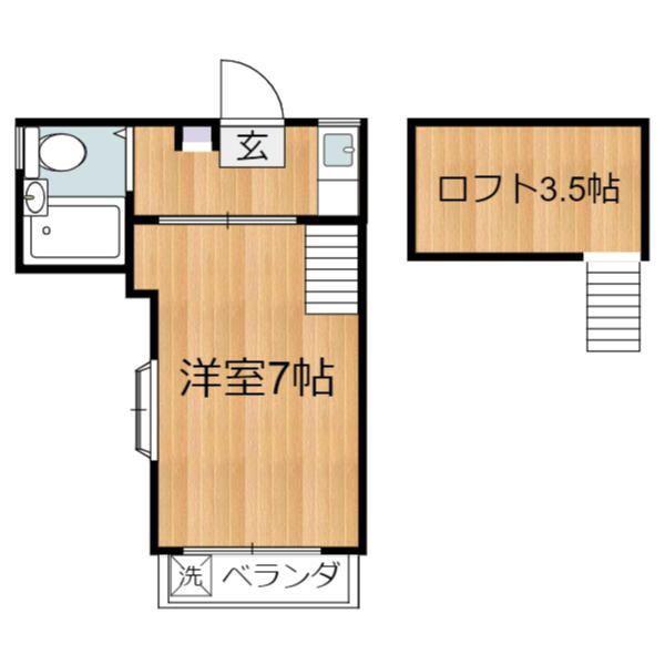 アクアコート調布2号棟(1K/2階)の間取り写真