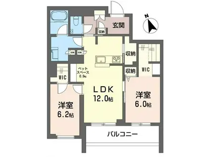 グランクロス サン(2LDK/3階)の間取り写真