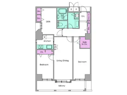 PRIMEGATE飯田橋(2LDK/14階)の間取り写真