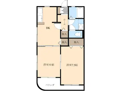 ルナ・シェ・モア(2DK/1階)の間取り写真