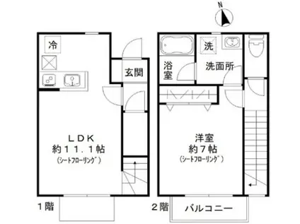 PORTE BONHEUR(1LDK/1階)の間取り写真