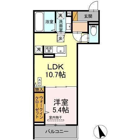 オーガスタハイツ(1LDK/1階)の間取り写真