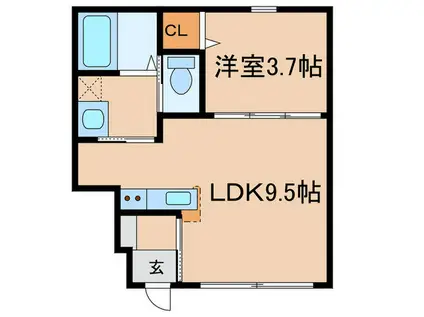 FALLERSLEBEN TOSAKI(1LDK/1階)の間取り写真