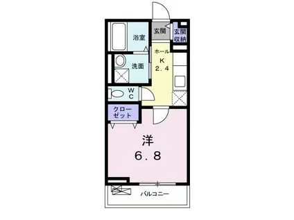 ハーベストII(1K/2階)の間取り写真