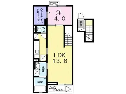 メゾンノーブル(1LDK/4階)の間取り写真