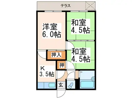 西田アパート(3K/1階)の間取り写真