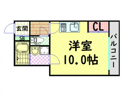 ラヴェール立売堀(ワンルーム/2階)の間取り写真