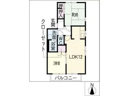 プリマベール(2LDK/1階)の間取り写真