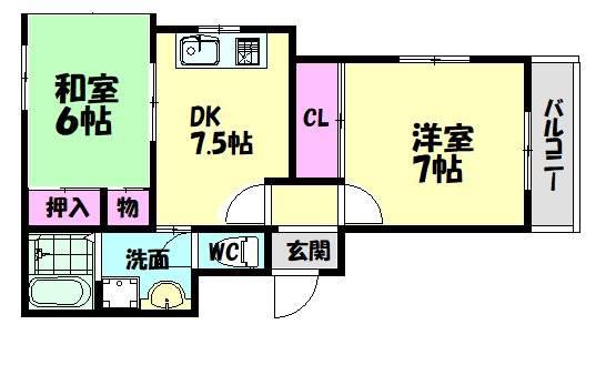 メゾンドールサンII(2DK/2階)の間取り写真