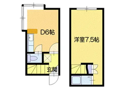 ベルビーコートひばりが丘(1DK/1階)の間取り写真