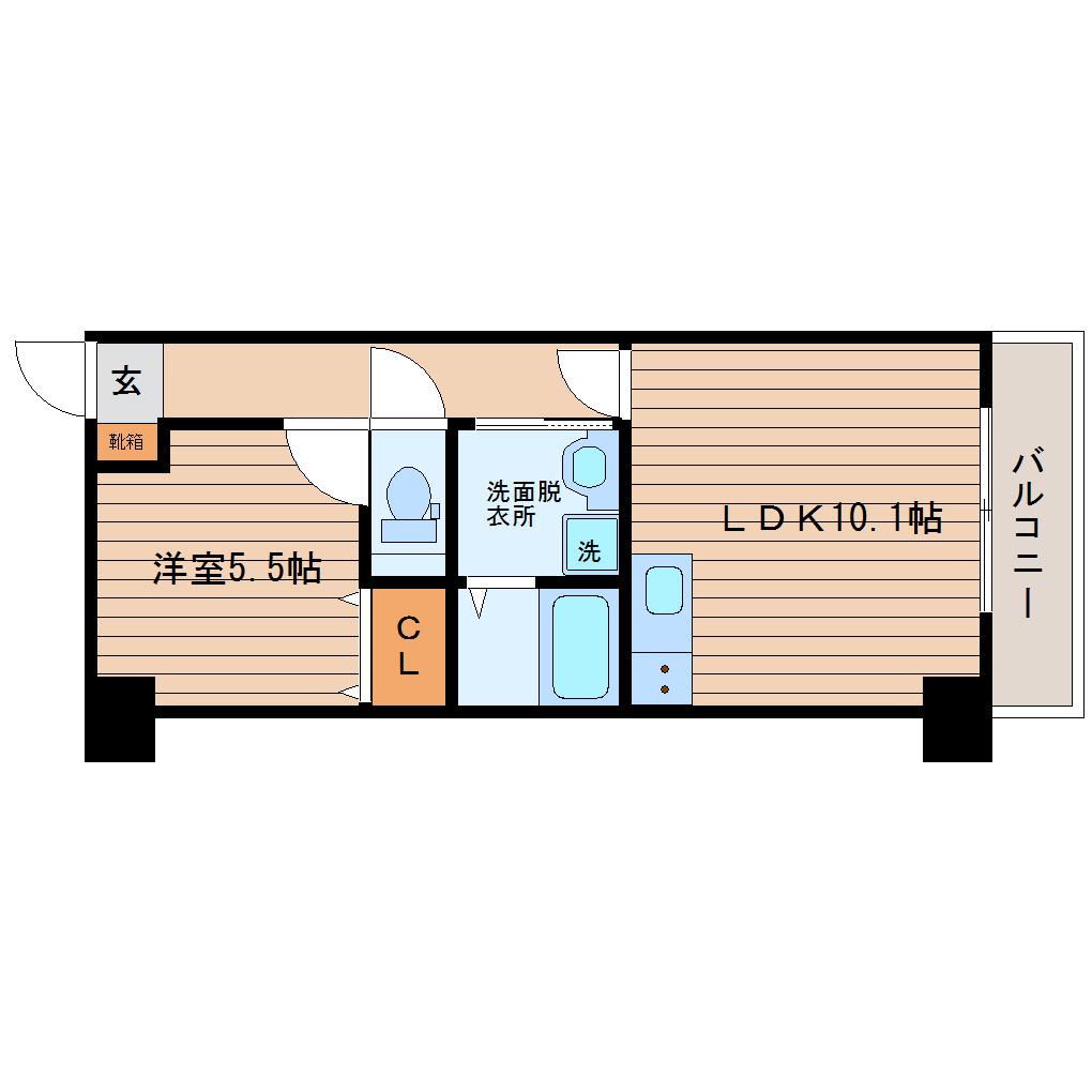 アークデュオ仙台宮町(1LDK/3階)の間取り写真