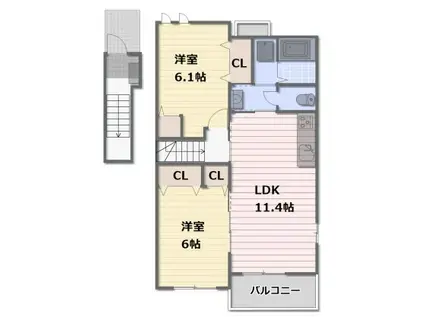 ノイヴァルトB(2LDK/2階)の間取り写真