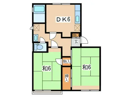 グランドヒル岡上A(2DK/1階)の間取り写真