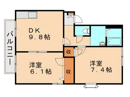 フレグランス里中A(2DK/2階)の間取り写真