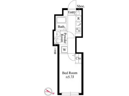 グランパセオ祐天寺ウエスト(1K/4階)の間取り写真