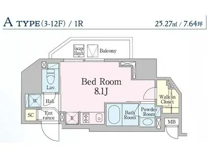 レジディア笹塚III(ワンルーム/5階)の間取り写真