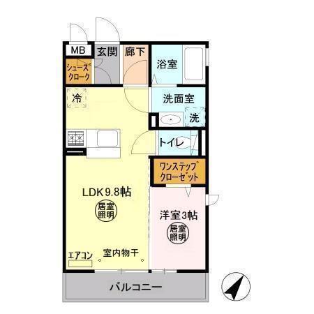 パークドプランタンA(1LDK/3階)の間取り写真