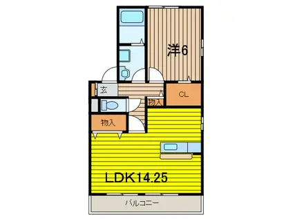 サンモール(1LDK/2階)の間取り写真