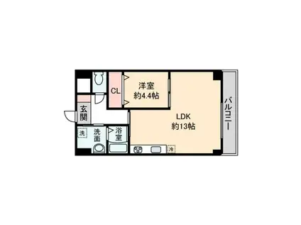 グレーシア名駅南(1LDK/4階)の間取り写真