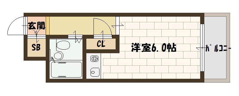 フィノ八番館(ワンルーム/2階)の間取り写真