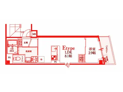 BCASA武蔵小杉II(1LDK/5階)の間取り写真
