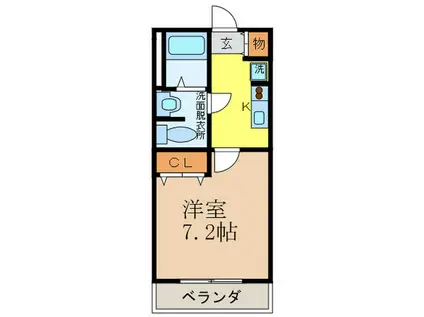 エスポアールA棟(1K/2階)の間取り写真