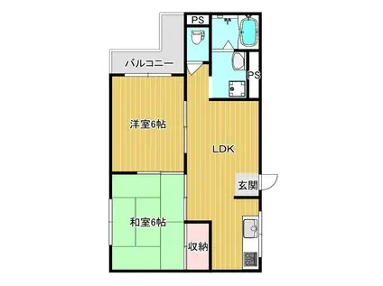 クリエーションエム(1LDK/2階)の間取り写真