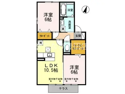 D-ROOM前山(2LDK/1階)の間取り写真