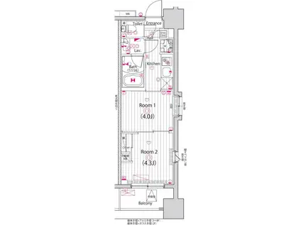 ガーラ・アヴェニュー浅草(2K/3階)の間取り写真