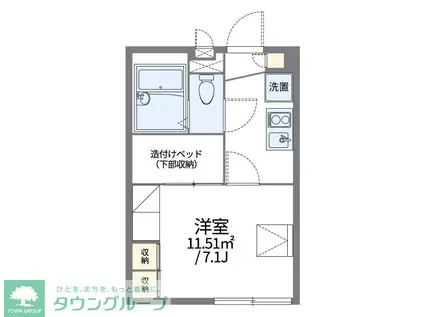 レオパレスはざま(1K/1階)の間取り写真