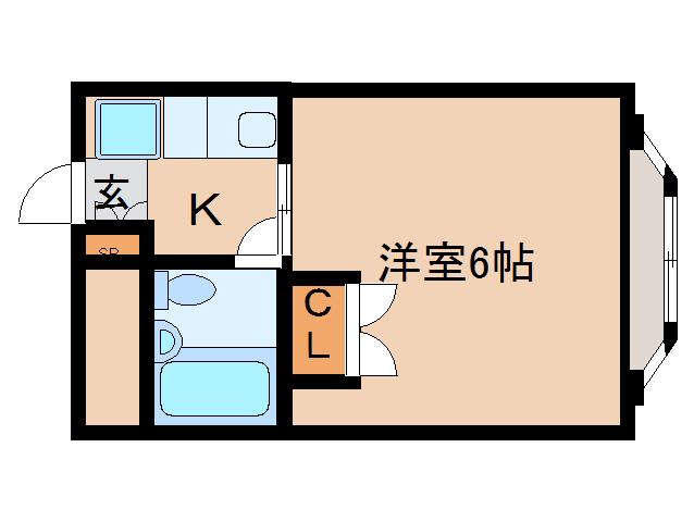 生駒ビル(1K/2階)の間取り写真