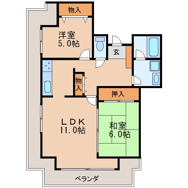 錦パークビル(2LDK/21階)の間取り写真