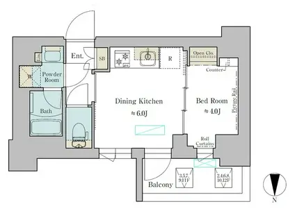 BRILLIA IST 武蔵小杉(1DK/12階)の間取り写真