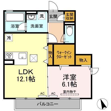 メイ ソレイユ A棟(1LDK/1階)の間取り写真